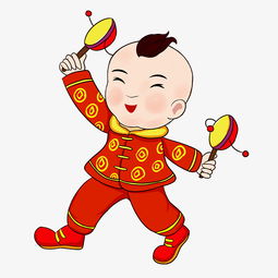 新年手拿拨浪鼓的小男孩图片素材其他格式下载动漫人物大全
