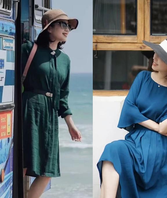 这才是优雅知性的50岁女人穿连衣裙选长不选短,不扮嫩,不花哨