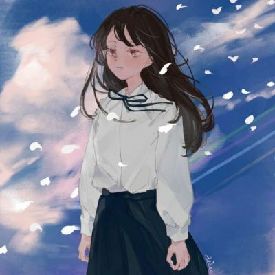 江孑一组唯美卡通少女人物插画