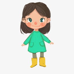 穿着绿色衣服的小女孩png插画图片素材其他格式下载动漫人物大全