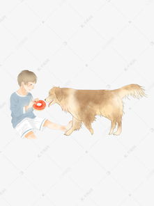 喂狗吃甜甜圈的小男孩形象可商用元素素材图片免费下载千库网