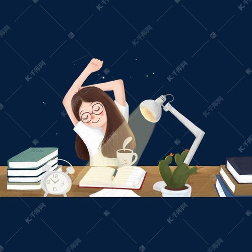 深夜工作场景卡通插画素材图片免费下载千库网