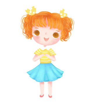 手绘小女孩双手插兜卡通儿童元素,人物素材,设计素材,设计模板,汇图网