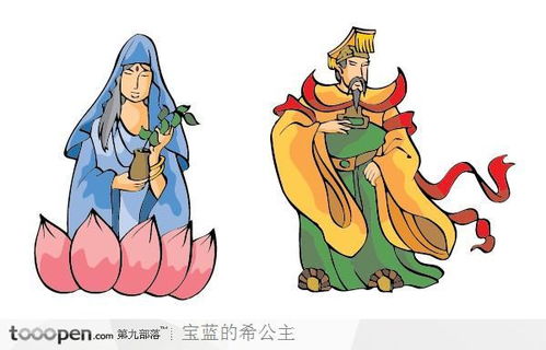中国风卡通人物观音玉皇大帝