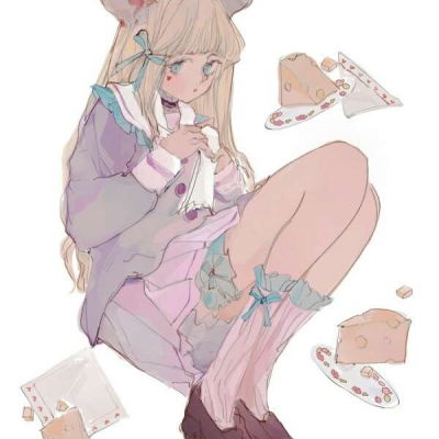 江孑一组唯美卡通少女人物插画