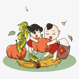 两个胖娃娃收获季节搬南瓜图片素材其他格式下载动漫人物大全