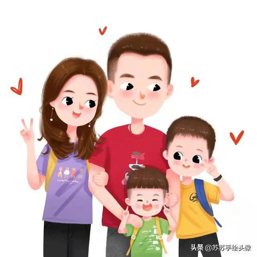 换个头像吧,呆萌可爱的卡通全家福头像,生活充满乐趣