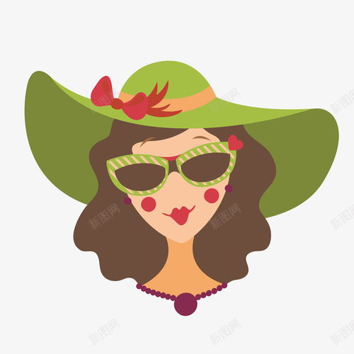 卡通戴墨镜的美女插画页面网页平面电商创意素材卡通墨镜素材