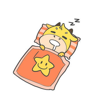 卡通可爱猪八戒吃西瓜