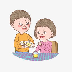 卡通手绘人物夫妻吃早餐图片素材其他格式下载动漫人物大全