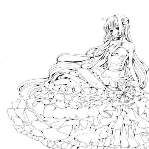 白描线稿超美动漫美女赞赞赞