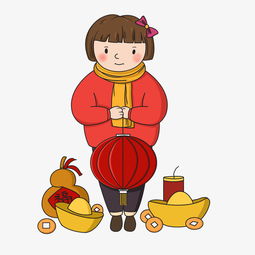 新年手拿灯笼的小女孩图片素材其他格式下载动漫人物大全