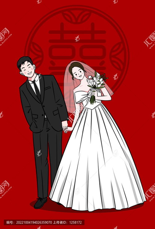 卡通婚纱照头像一对结婚照