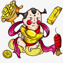 中国风手绘招财童子图片素材其他格式下载动漫人物大全