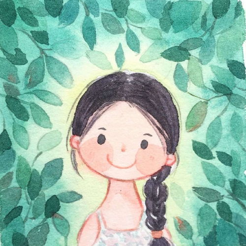 甜词水彩手绘卡通小清新插画头卡通动漫头像我要个性网