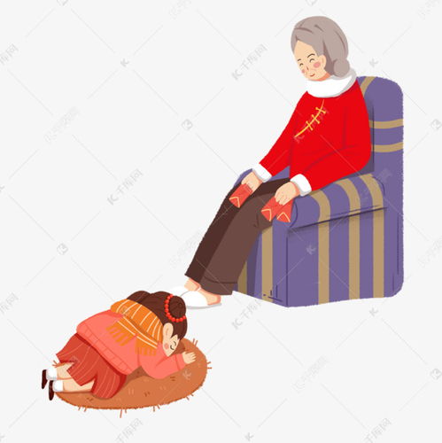手绘卡通给奶奶磕头的女孩免扣元素素材图片免费下载千库网