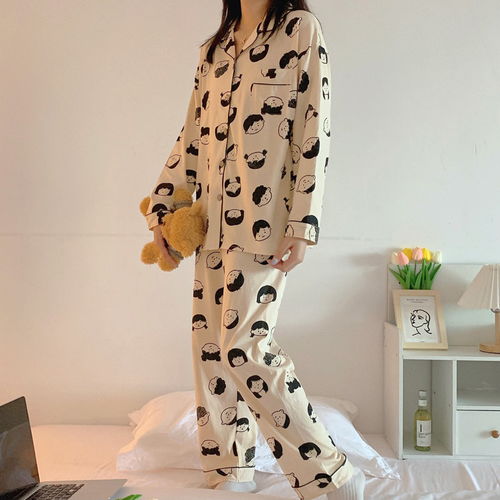 2021卡通动漫头像长袖睡衣女春秋季可爱家居服套装可外穿