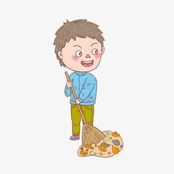 卡通手绘人物扫地男孩图片素材其他格式下载动漫人物大全