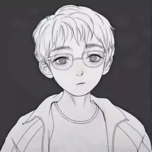 带小眼镜男生头像卡通情侣头像