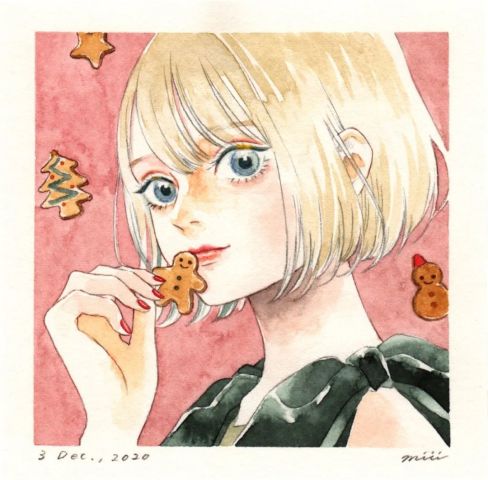 圣诞节主题哦可爱漫画少女手绘素材