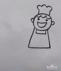 戴帽子的厨师怎么画