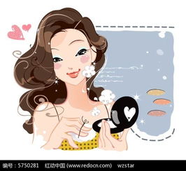 打粉的卡通女孩插画eps素材免费下载红动网