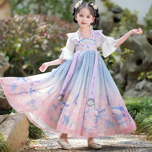 classicteddy女童汉服儿童连衣裙中大童装国风网纱裙子古风国潮衣服粉色110