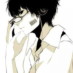 男头动漫帅萌条形码眼镜男