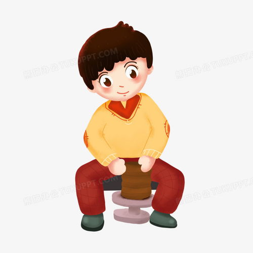 手绘卡通男孩手工制作陶罐插画元素png图片素材免费下载元素png20002000像素