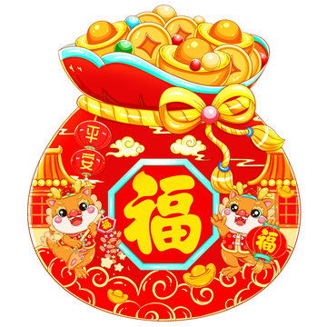 国潮龙年可爱卡通招财龙