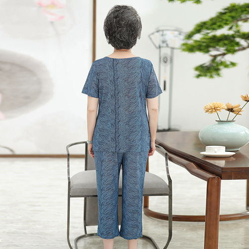 奶奶装夏装套装老人衣服506070中老年人女装妈妈短袖两件套上衣