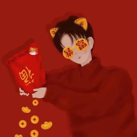 2022新年情侣卡通头像,心想事橙,要甜蜜要暴富