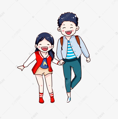 手绘卡通牵手的情侣素材图片免费下载千库网