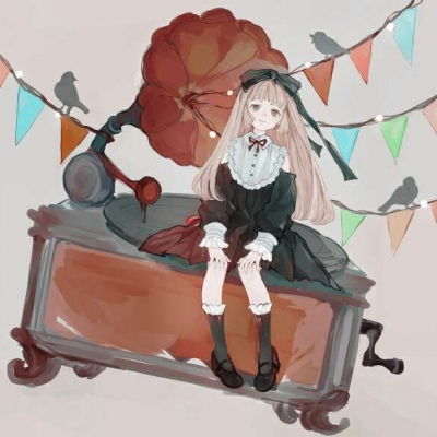 江孑一组唯美卡通少女人物插画