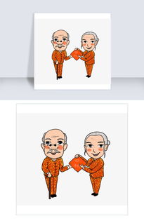 中秋节卡通穿喜庆衣服的老爷爷和老奶奶插画图片素材psb格式下载动漫人物大全