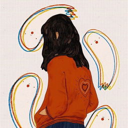 简约卡通头像女生背影爱你