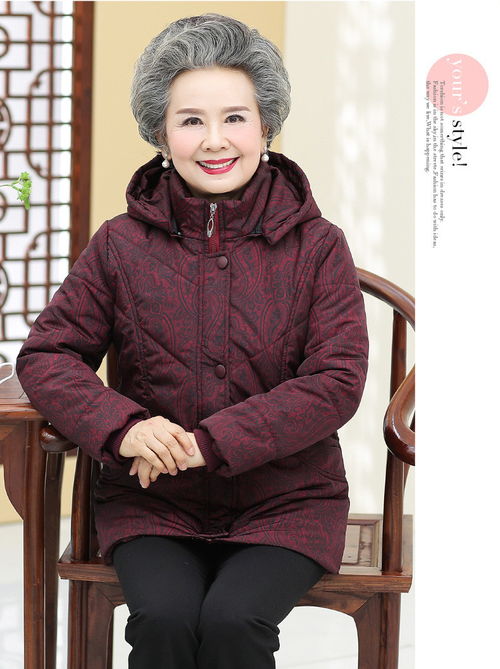 洋湖轩榭中老年秋冬装女棉袄外套5060岁妈妈装保暖连帽衣服奶奶冬装棉衣a