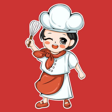 卡通美女厨师头像