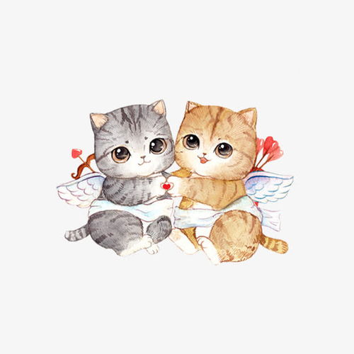 卡通情侣猫咪png小元素