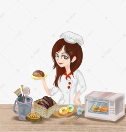 做烘焙的女厨师插画素材图片免费下载千库网