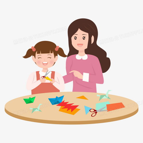 卡通老师教孩子做手工剪纸矢量元素png图片素材下载剪纸png熊猫办公