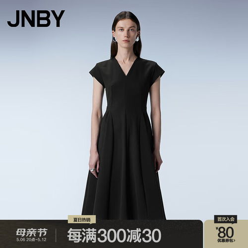 gu极优女装印花蝴蝶结领连衣裙春季休闲时尚百搭长裙345696