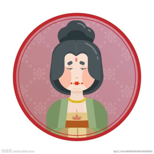 卡通人物唐朝仕女头像eps图片