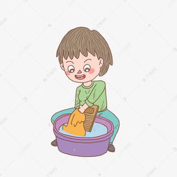 卡通手绘人物洗衣服少女素材图片免费下载千库网