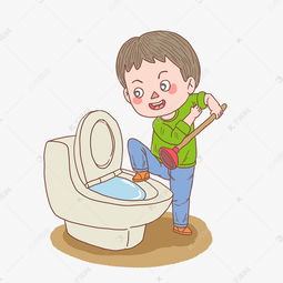 卡通手绘人物疏通坐便器男孩素材图片免费下载千库网