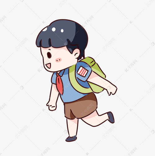 手绘卡通小男孩背书包上学素材图片免费下载千库网
