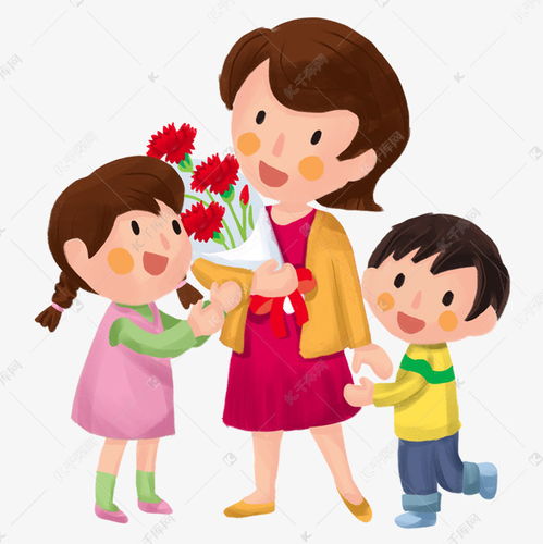 妇女节妈妈和孩子卡通手绘免费下载素材图片免费下载千库网