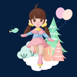 卡通手绘冬季女孩滑冰插画图片素材其他格式下载动漫人物大全