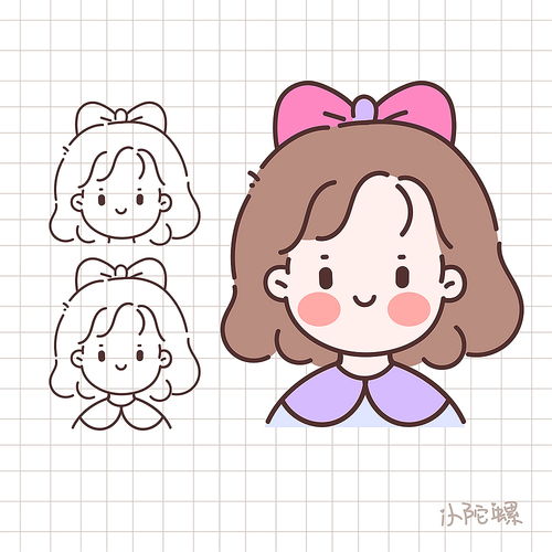 卡通女孩手账头像绘制过程