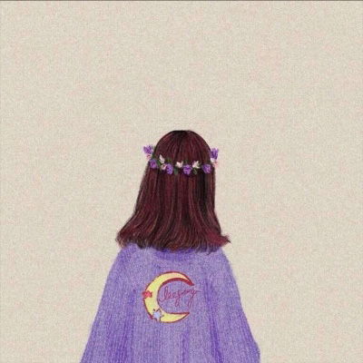 卡通背影头像唯美漂亮手绘画女生背影图片